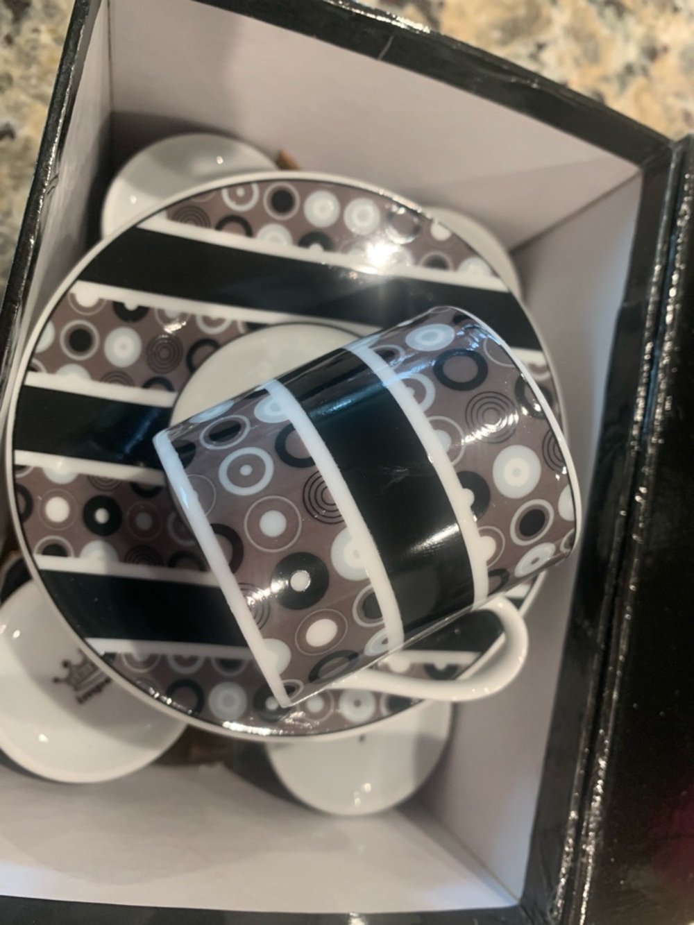 Modern Black & Gray Polka Dot Espresso Cup Set